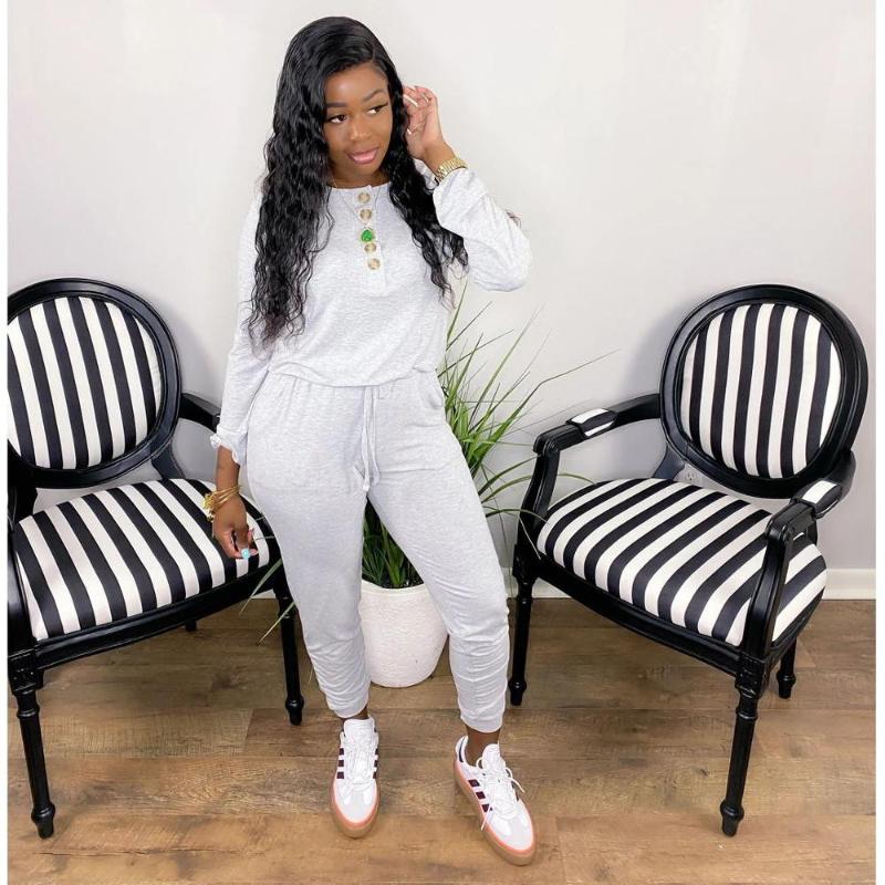 

Vavcy 2020 autumn solid top part button overall jumpsuits, Brown