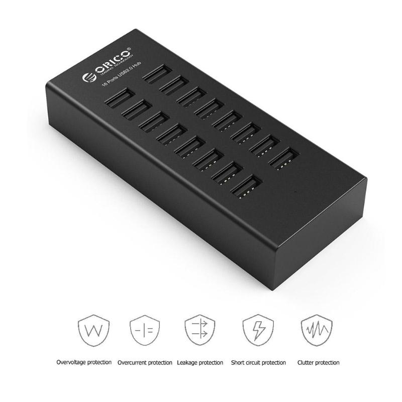 

ORICO H1613 Portable 16 Port USB 2.0 HUB Laptop PC USB Charging Splitter with Power Adapter for Windows/MAC/Linux