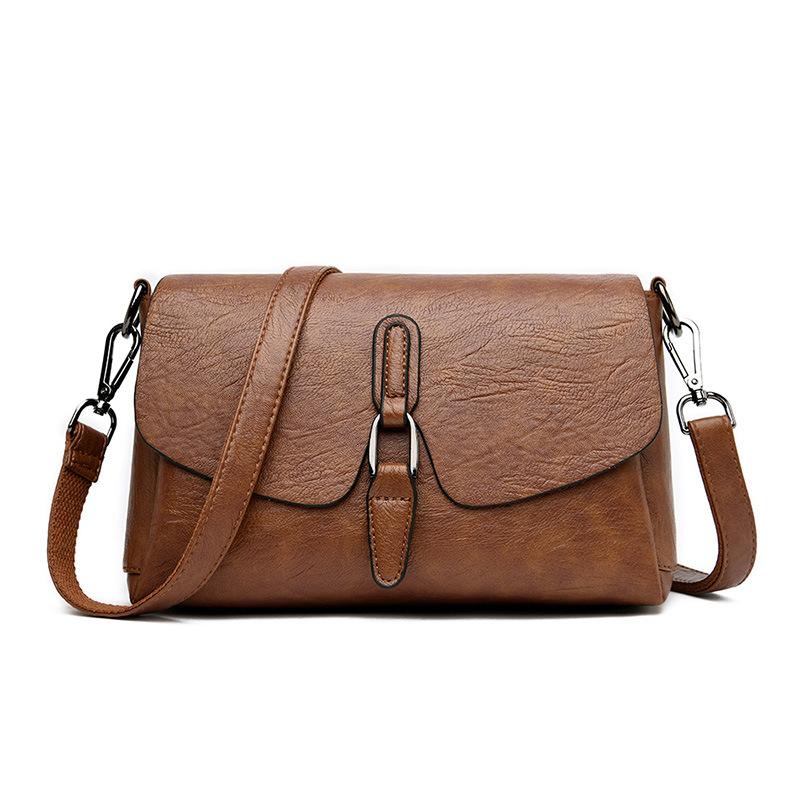 

Women's bags 2021 new ladies one-shoulder diagonal bag fashion all-match casual soft leather small square bag hand, Black