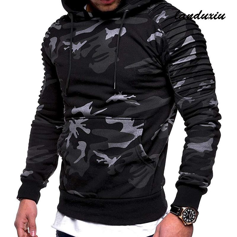 

Men's Hoodies & Sweatshirts 2022 Autumn Sportswear Long Sleeve Camouflage Hooded Shirt Mens Brand Clothing Male Casual Sweatshirt Landuxiu, Black