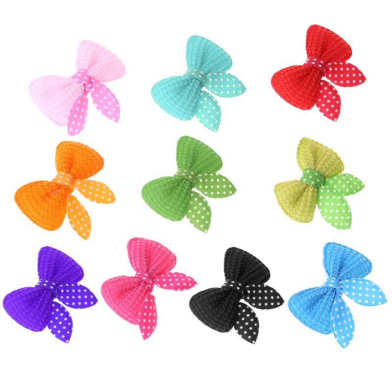 

10pcs Flannelette Dog Cat Hair Clip Hairpin Pet Beauty Bow Alloy Tie Headwear Attached Backside Grooming Decoration, As pic