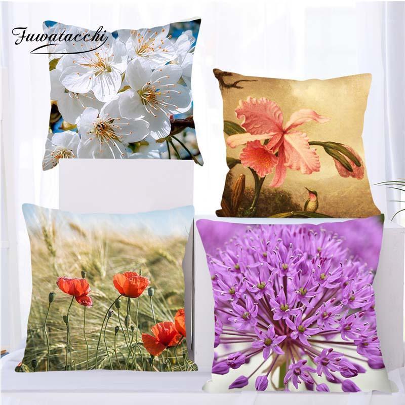 

Fuwatacchi Pink Floral Series Cushion Cover Roses Pillow Cover for Sofa Bedroom Car Decoration Spring Cherry Throw Pillowcases1, Pc06036