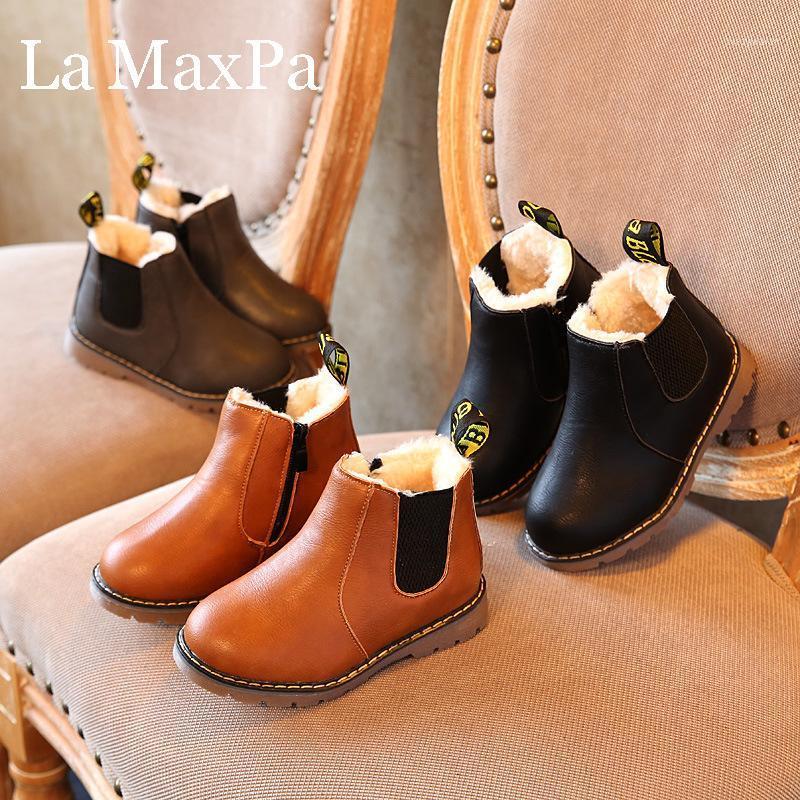 

Children Snow Boots 2020 Autumn Thickening Cotton Shoes Boys Girls Waterproof Non-slip Ankle Boots Kids Leather Fashion1, Gray