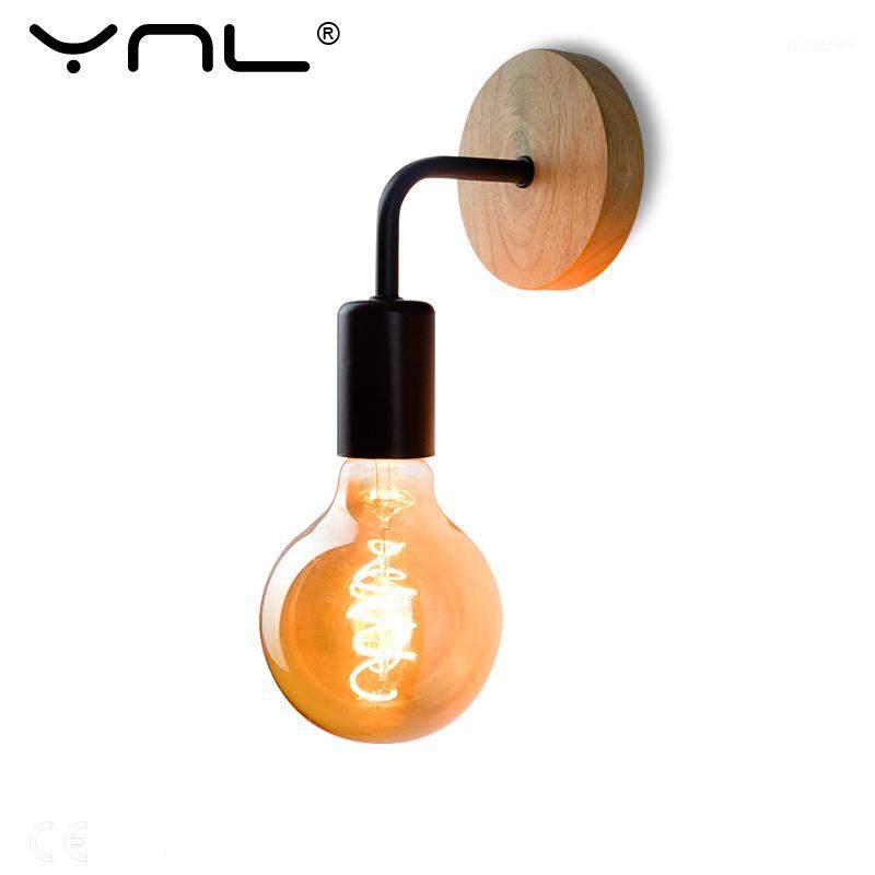 

Industrial Sconce Wall Light Fixture Wood Wall Lamp Vintage Bedside E27 Black/White Living Room Indoor Home Decor Retro Lamp1