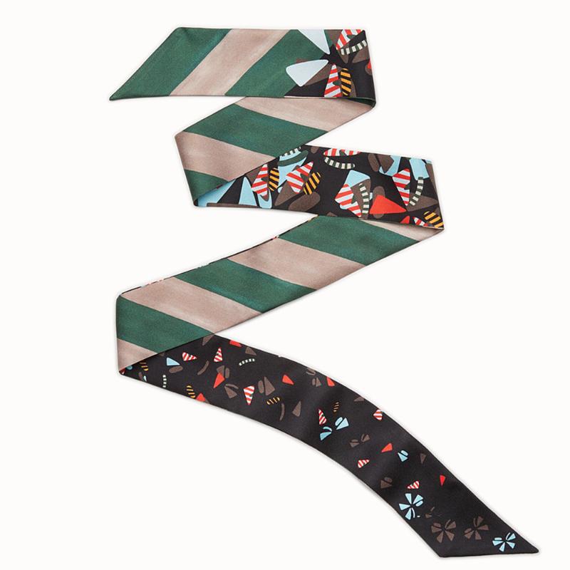 

120*5cm Korean Style All-match Striped Bee Tie Bag Handle Silk Scarf Small Ribbon Twill Weave Silk Scarf Small Neckerchief