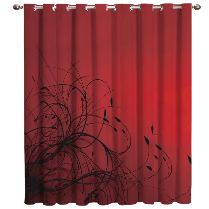 

Simple Red-Black Gradient Abstract Flowers Window Treatments For Large Windows Bedroom Curtains Window Kids Room Curtains, As pic