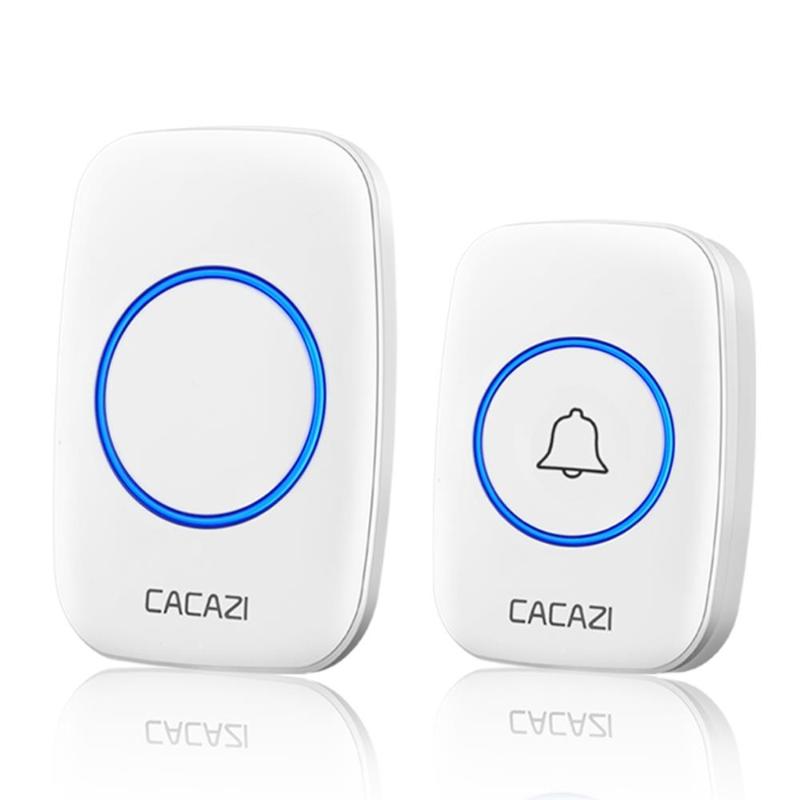 

CACAZI A10 Wireless Doorbell Waterproof 100-240V 300M Range Music Door Bell Home 60 Chimes Door Ring 1 Receiver 1 Transmitter
