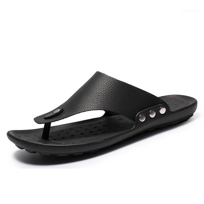 

Men Summer Slippers Shoes Rome Flip Flop Beach Slipper Comfortable T-Strap Open Toe Slipper Four Season Indoor Outside Shoes 441, Br