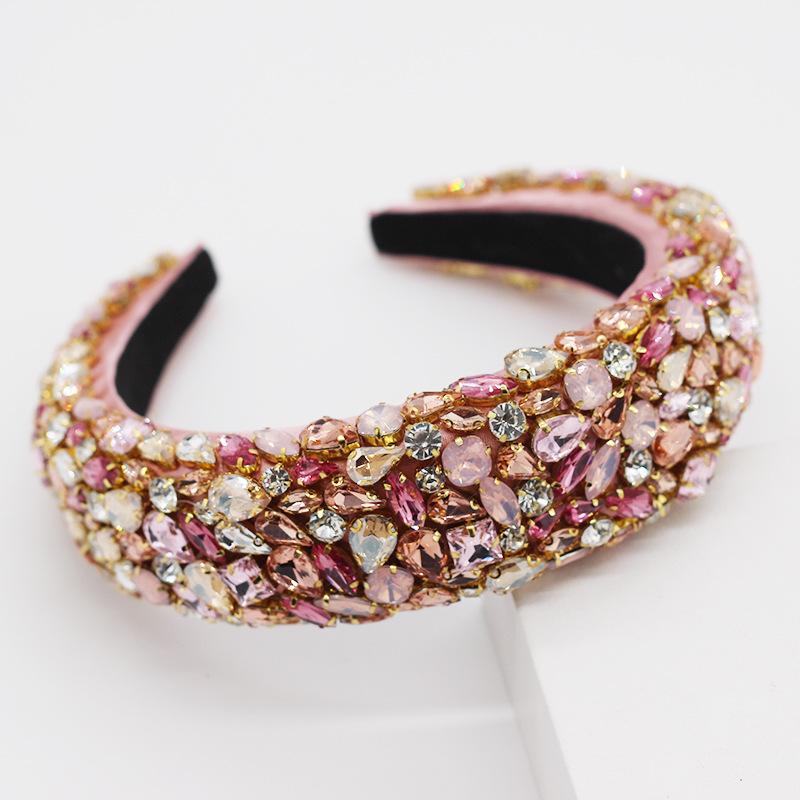 

Baroque rhinestone headbands for women geometric wide full rhinestone hairbands hair hoop fashion prom catwalk hair accessories