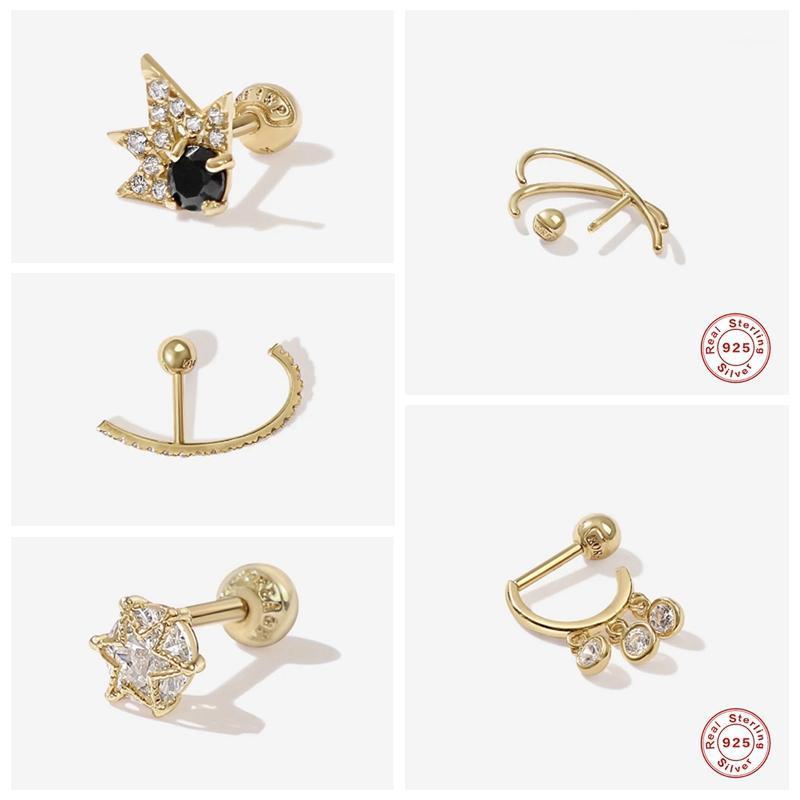 

100% 925 Sterling Silver Luxury Bling Piercing Pendientes for Women Lovers' Valentine's Day Cartilage Stud Earrings Fine Jewelry1