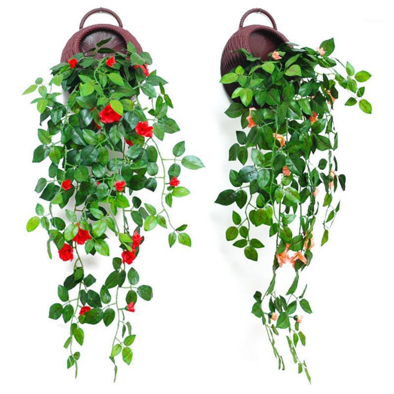

Artificial Rose Flower Vine Simulation Flower Plant Rattan Home Wedding Party Wall-Mounted Romantic Wreath Decoration Supplies1, Pink