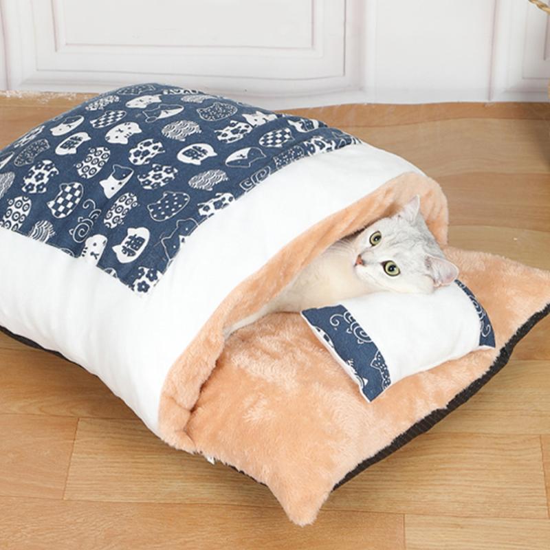 

Plush Dog Cat Bed Sleeping Bag Sofas Mat Winter Warm Cats House for Small Pet Bed Puppy Kennel Cushion Pet Cat Nest Product cama