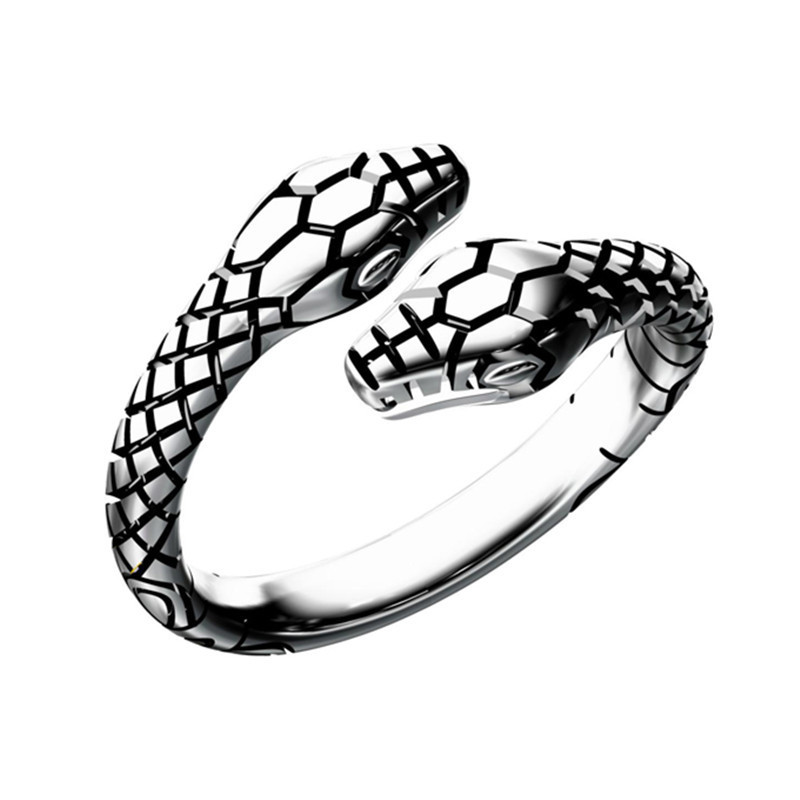 

Vintage Double Head Snake Rings for Women and Men Ladies Finger Ring Jewelry Unisex Open Adjustable Size Animal Ring Man