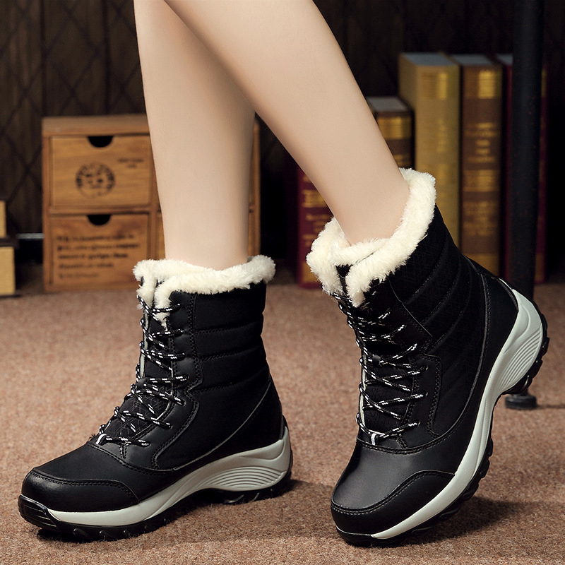 

Top quality Shoes Plus Size 42 Waterproof Platform For Snow Boots Women Winter 2019 Botas Mujer Black White, Beige