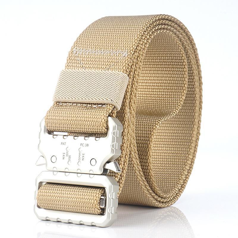 

Fashion Bright Buckle Sports Belt Hard Metal Quick Release Buckle Unisex Tactical Belt Soft Genuine Nylon Sports Accessories1, Blue
