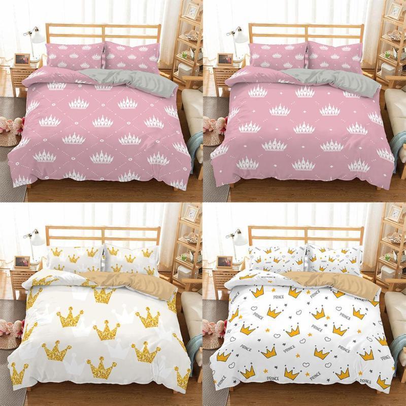 

ZEIMON 2/3pc 3D Bedding Set Crown Printing Luxury Duvet Cover King Size Microfiber Home Textiles Soft Bedclothes1, Sxj0632-3