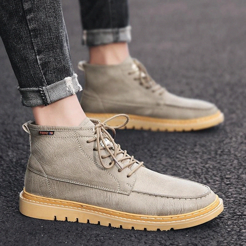 

Ankle Boots For Men Boots Comfortable Men's Lace Up Casual Adult Shoes fashion high top Leather Mens autumn Footwear #cX3u