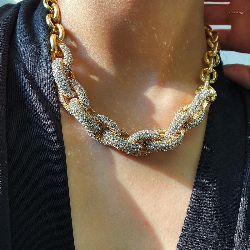 

Pjx New Arrival Punk Cable Chain Necklace with Micro Cubic Zircon Vintage Golden Chains Necklaces Wedding Party Jewelry1