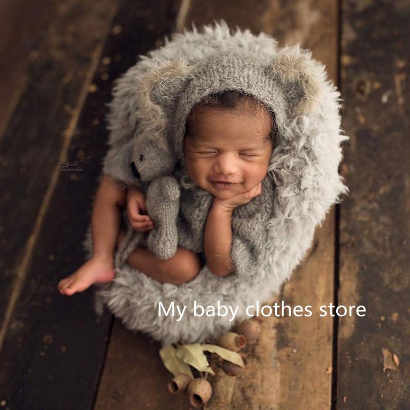 

Props hat hand-woven newborn baby photography props set hat plus dolls newborn photograp, Coffee doll