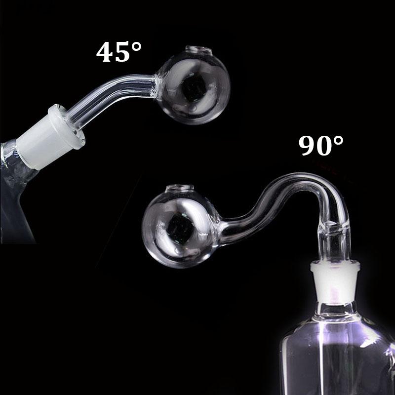

45 90 degree 10mm 14mm 18mm male female clear thick pyrex glass oil burner water pipes for rigs bongs big bowls smoking accessories