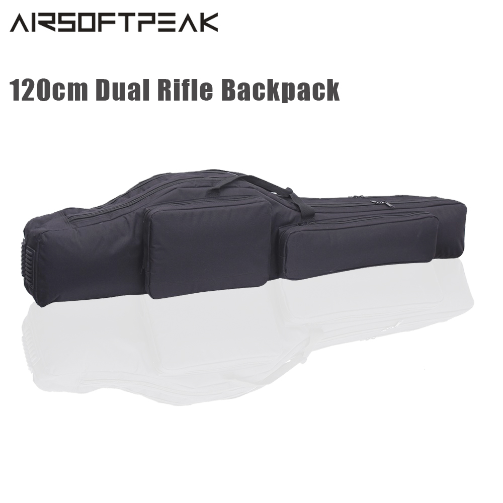 

120cm Tactical Gun Backpack Dual Rifle Bag Airsoft Waterproof Gun Holster Shotgun Padded Case Hunting Bags Backpack, Single black