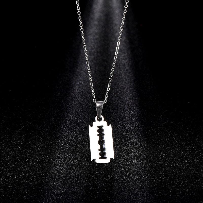 

Stainless Steel Safety Blade Razor Pendant Necklace Punk Hiphop Jewelry for Men Boys