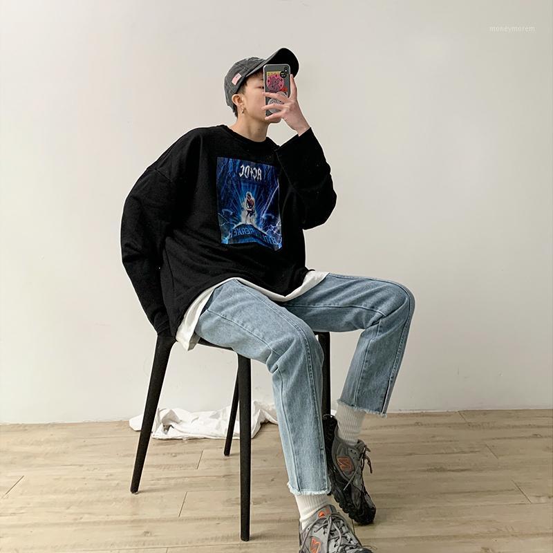 

2020 Spring And Autumn New Youth Popular Men's Solid Color Slim Micro-elastic Jeans Fashion Casual Wild Cropped Pants Blue -2XL1