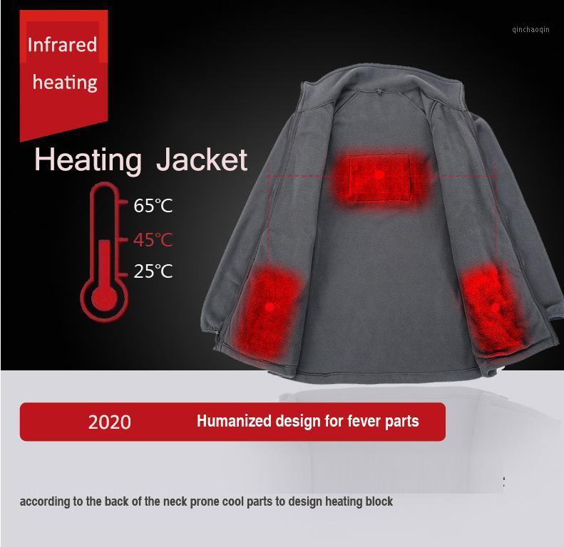 

Men's USB Heated Jacket Size -3xl Dark Gray Coat For Winner Outdoor Wear Women Heating Vest Fleece Fishing Running New 20201