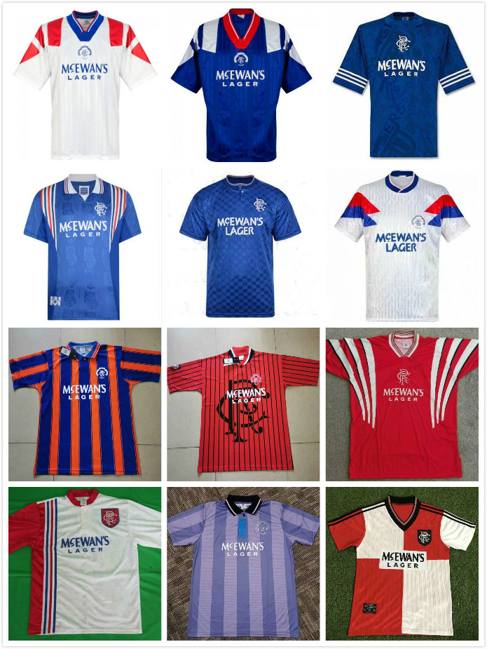 

TOP 1996 1997 Glasgow Rangers retro soccer jersey 96 97 Star Laudrup McCoist Gascoigne ALBERTZ classic vintage old football shirt SIZE S-XXL, Black;yellow