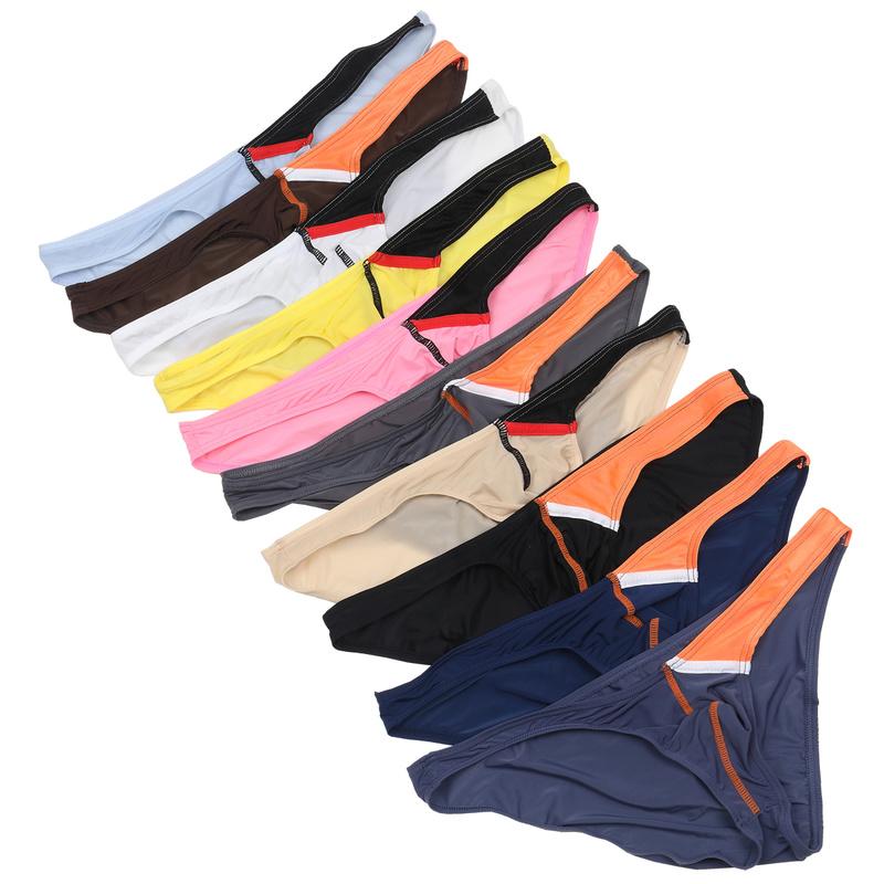 

5PCS/Lots Sexy Men Underwear Ultra Thin Ice Silk See Through Briefs Cueca Jockstrap Slip Homme Panties Bikini Tanga Plus Size, 5pcs 1