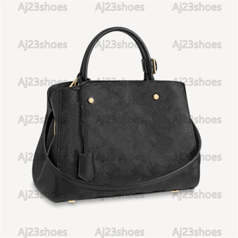 

Black Designers Handbags Montaigne MM Business Bag M41048 Supple Grained Leather Two Top Handles Totes Removable Shoulder Strap Luxurys Bags, 01