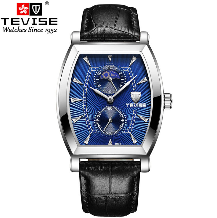 

Swiss Tevise cross-border e-commerce hot style watch six-pin wine barrel rectangular non-mechanical male fully automatic quartz watch, Black