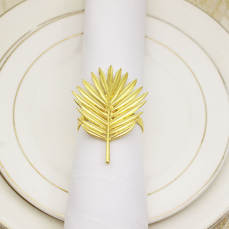 

6pcs/lot New golden loose tail leaf napkin ring Western restaurant napkin button wedding party mouth cloth table decoration