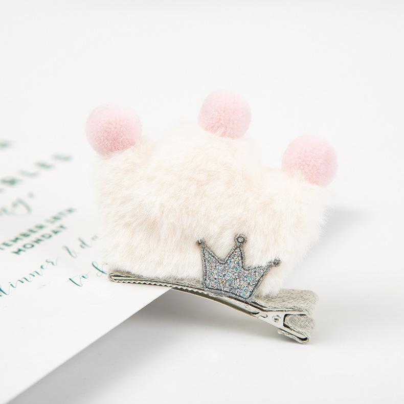 

Boutique 10pcs Fashion Cute Fur Crown Hairpins Solid Pom Pom Tiaras Glitter Star Hair Clips Hair Accessories Princess Headwear1
