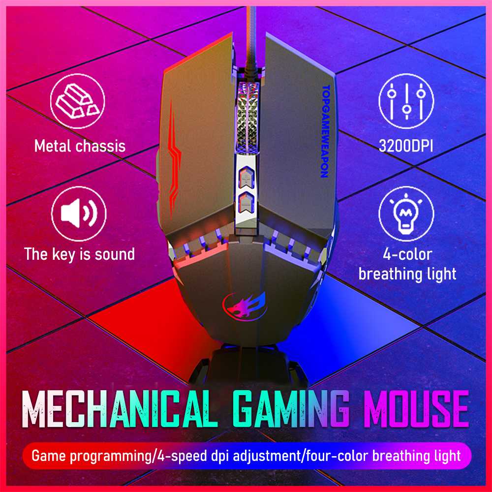

Professional Gaming Mouse Mechanical Wired Silent Mouse 3200dpi 7 Buttons Backlit Computer Support Macro Definition