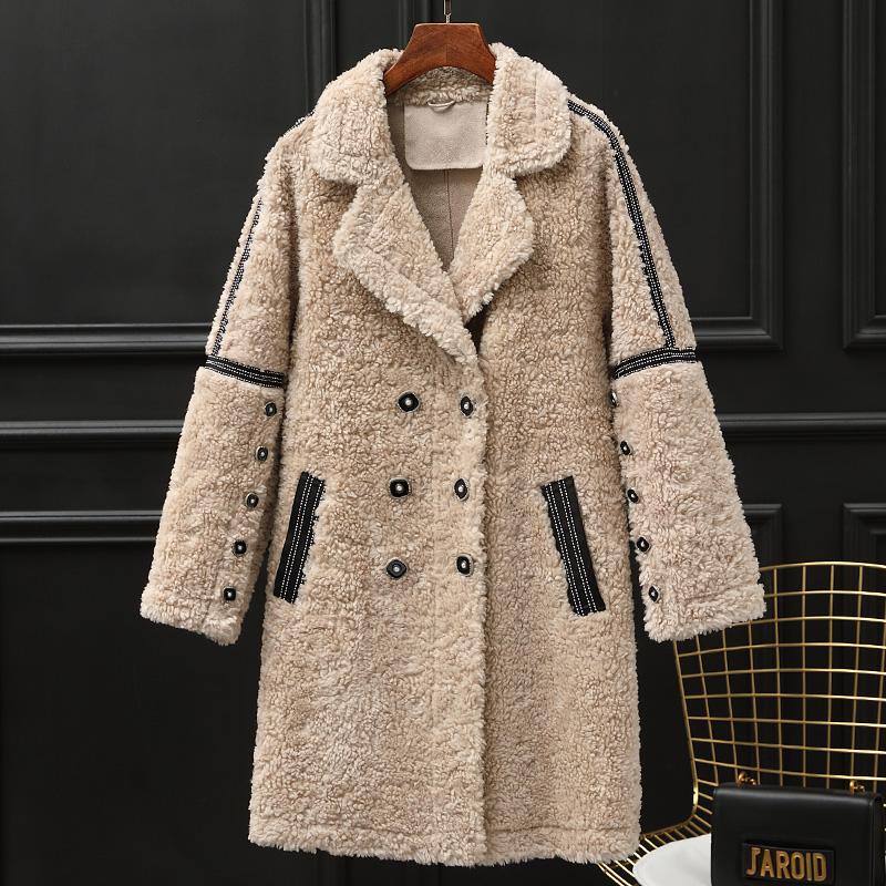 

Female Coat Real Fur Vintage Long Sheep Shearing Jacket Women Winter Clothes 2021 Korean Fashion 100% Wool Coat Tops Hiver 89122, Blue