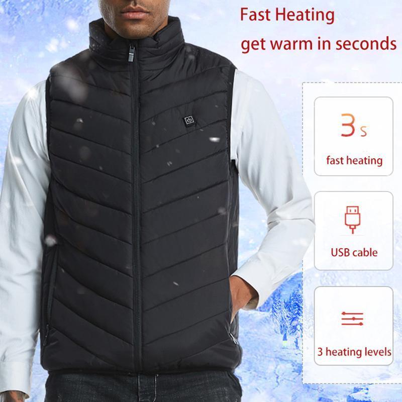 

Fashion Men Electric Heated Vest Heating Waistcoat Padded Thermal Warm Outdoor Jackets Winter USB Heaters1, Black