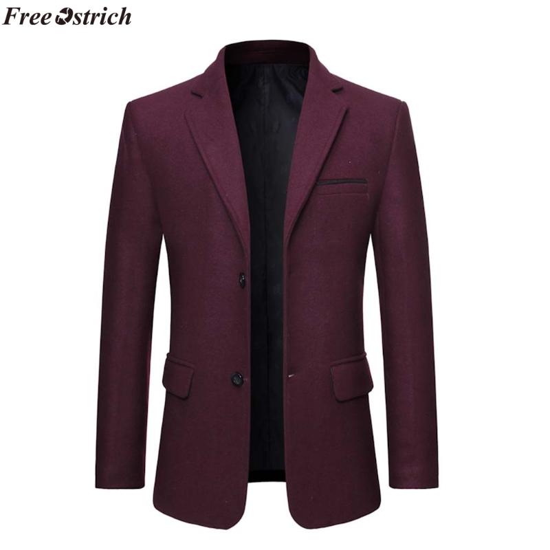 

FREE OSTRICH New jacket Men's New Style Turn-down Collar Long Sleeve Casual Suit Slim Fit Coat Jacket,Windproof jacket, Black