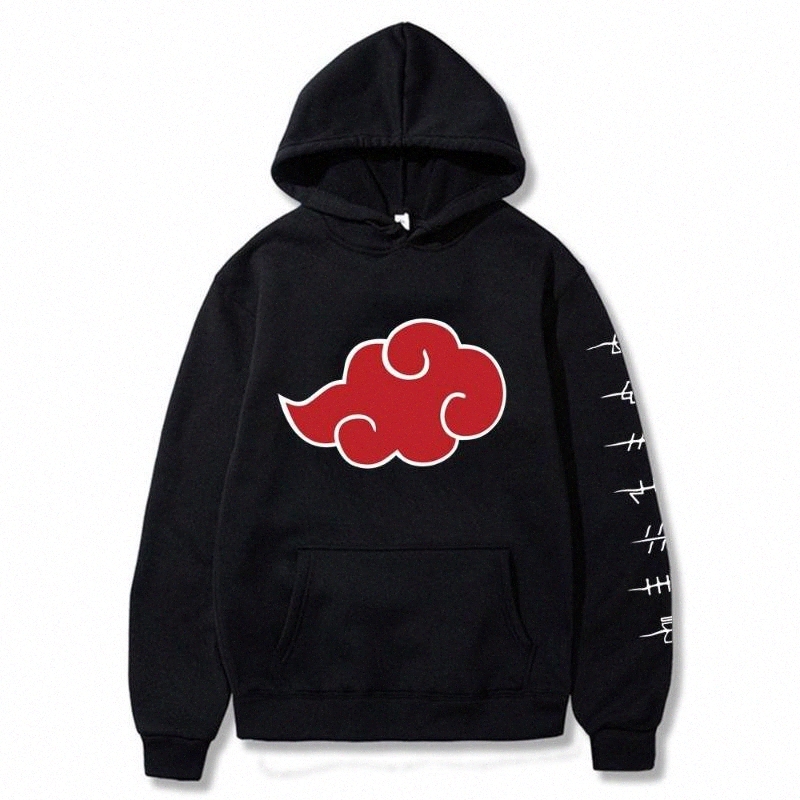 

Naruto Akatsuki Cloud Symbols Pullover Hoodie 8uTe#, Black