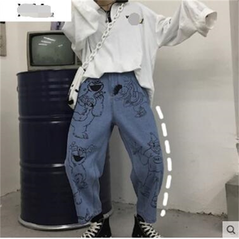 

2021 New Pants Big-sized Jeans of Hop Men Graffiti Popular Turnip Lovers EC4K, 11