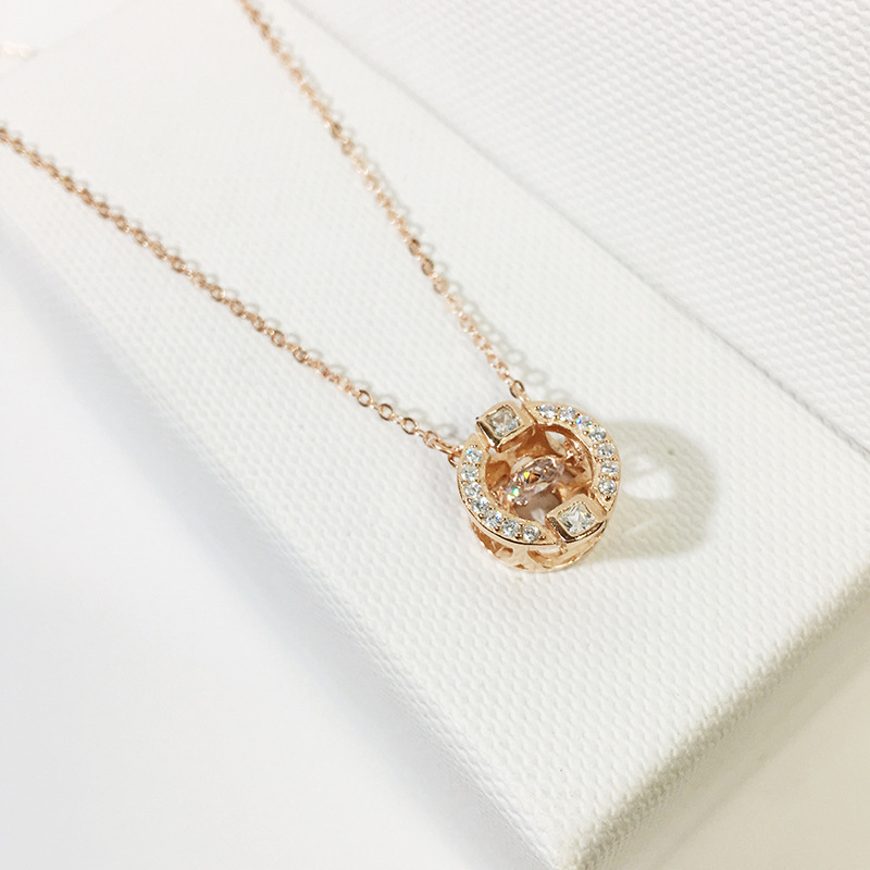 Fashion S925 Sterling Silver Country New Accessories Jump Heart Smart Necklace Fashion All-Match Clavicle Chain Female Beating Pendant Fashi