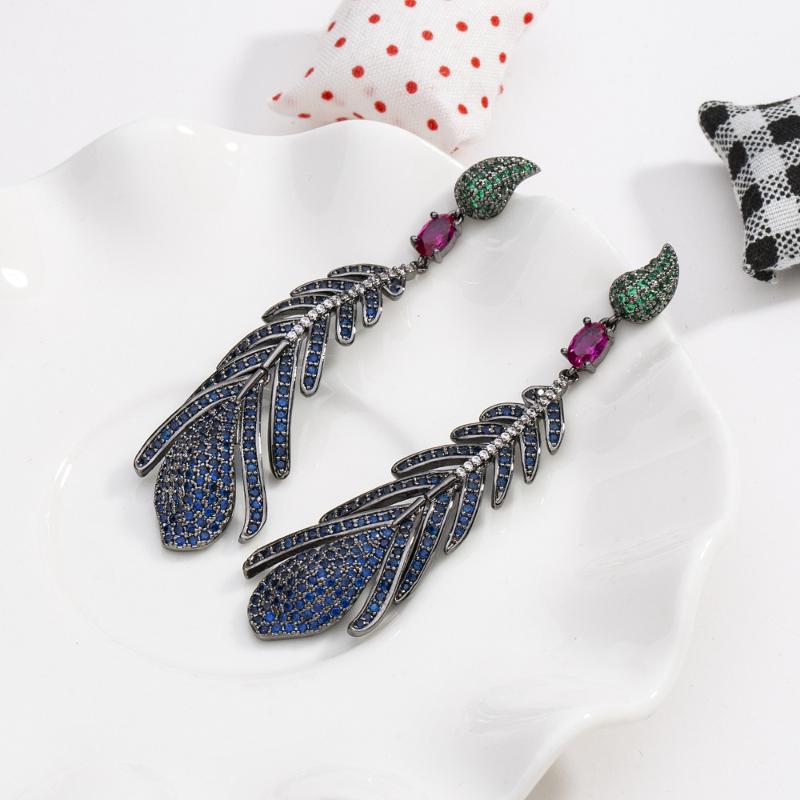 

Bilincolor vintage fashion blue cubic zirconia drop earring for women