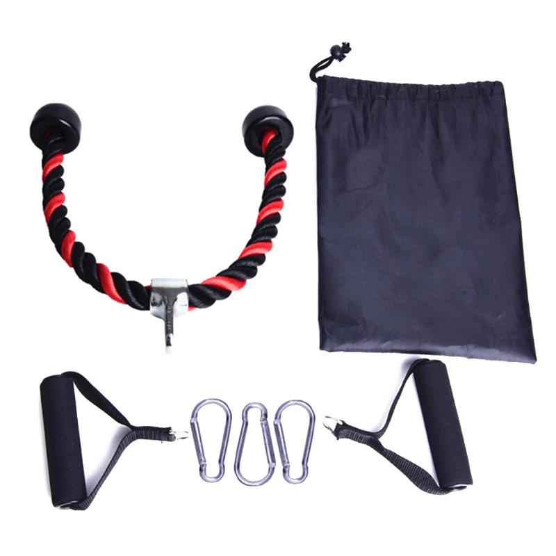 

Resistance Bands Exercise Tricep Rope Workout Cable Attachment Pull Down 3 Carabiner Heavy Duty Fitness Equipment Home Gym With 2 Handles Ny