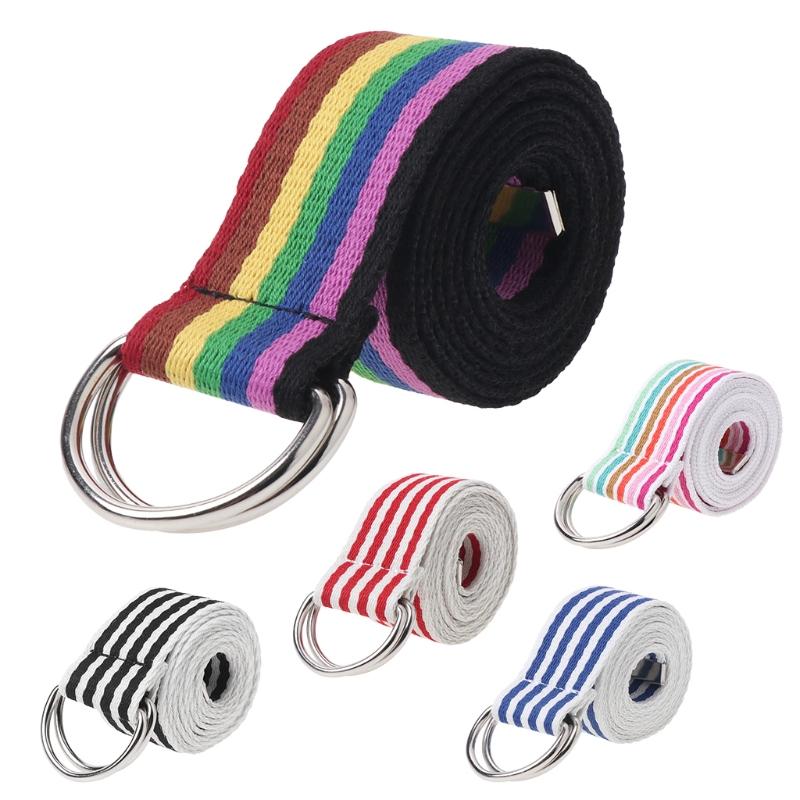 

New Hot 1 Pc Women Waist Belt Metal Buckle Double Rings Nylon Canvas Strap Casual Fashion Waistband 5 Colors High Quality, Green