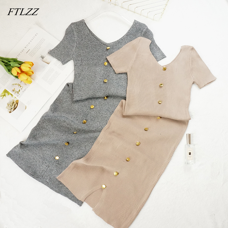 

2021 New Summer Vintage Midi Dress Female Pullovers with Tightly Knit V-neck Cleavage Ladies Button Stretchers VVSM, Black