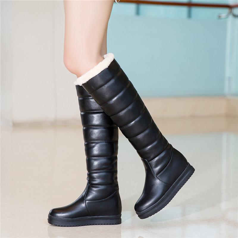 

2020 Black White Knee High Winter Boot Women Plus Size Fur Tassel Ladies Girls Lolita Shoes Long Tall Knight Snow Boots