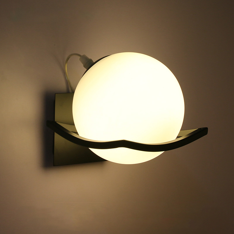 

Europe Milk White Ball Wall Lamp Glass Sconce Wall+lamps Living Room Decoration Beside Wall Light Fixture LED Lights Bathroom