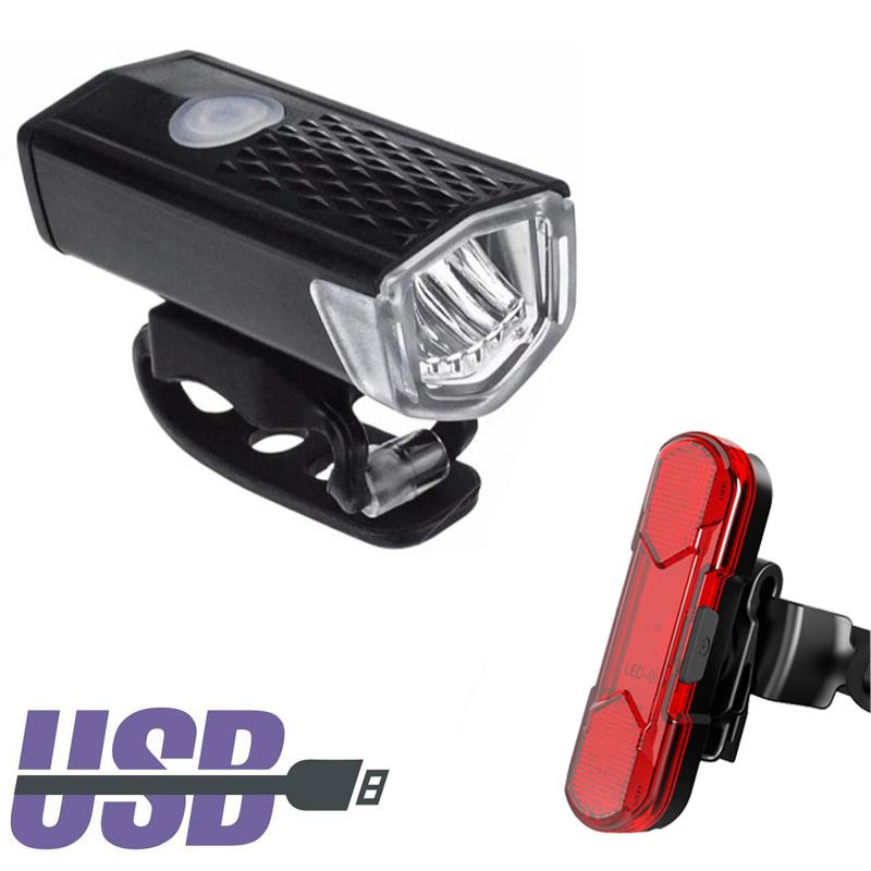 

Bike Light USB LED Rechargeable Set Mountain Cycling Front Light Rear Taillight Waterproof Bicycle Lamp