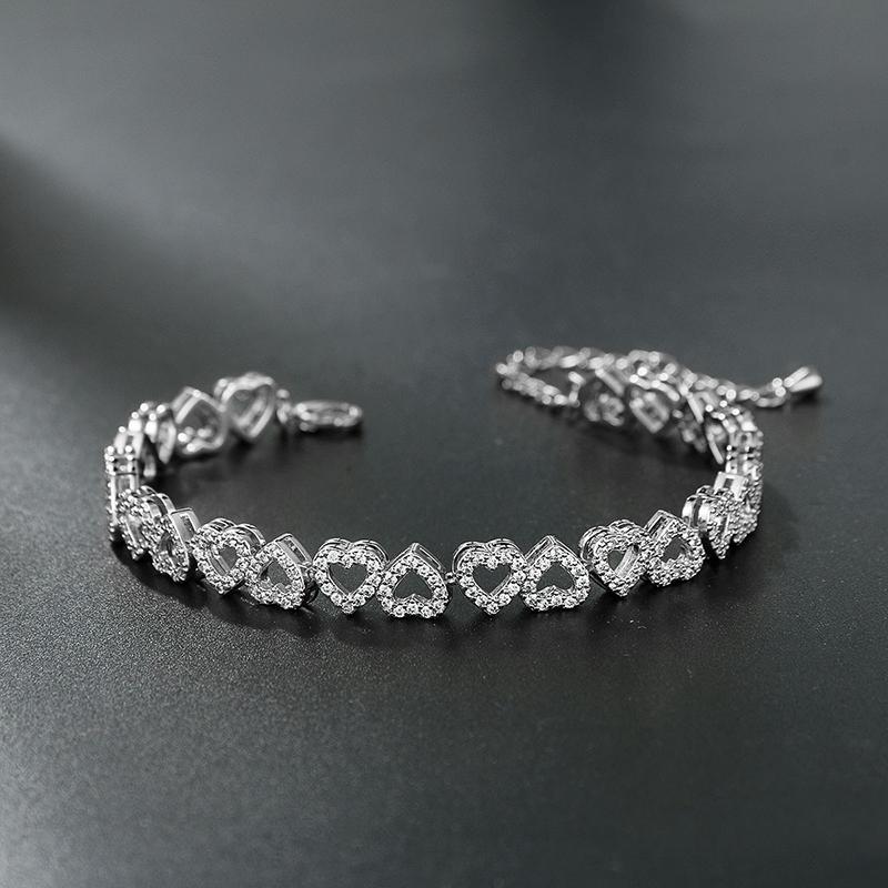 

WEIMANJINGDIAN Brand New Arrival High Quality Heart Shape Cubic Zirconia CZ Crystal Bridal Wedding Bracelets