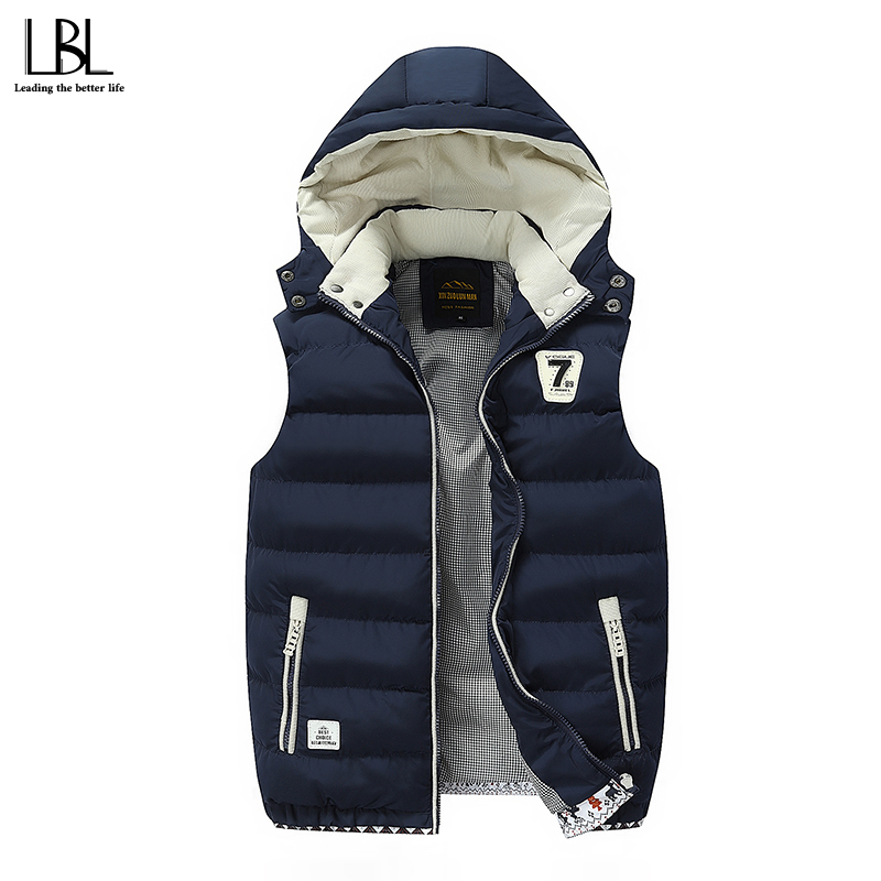 Down Vest Men Autumn Winter Warm Men's Casual Waistcoat Sleeveless Jacket Man Windproof 5XL Mens Vest Overcoats Hat Detachable 201120Z